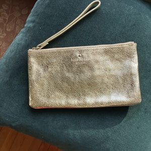 Kate Spade New York Gold Metallic Leather wristlet
